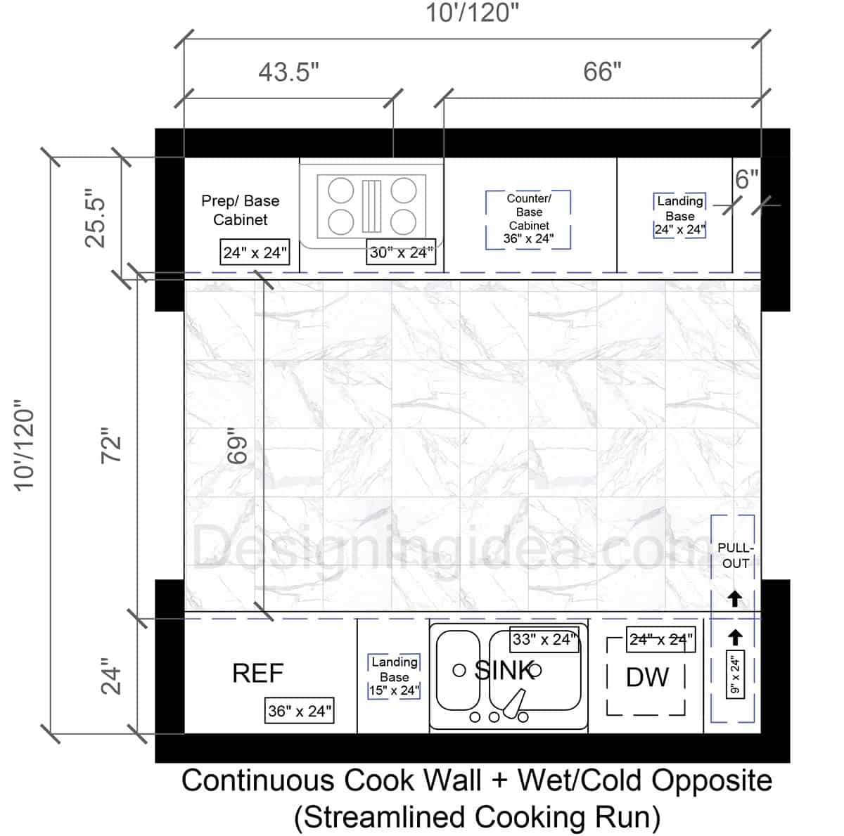 Walk-Through Kitchen Design With Streamlined Cooking Run