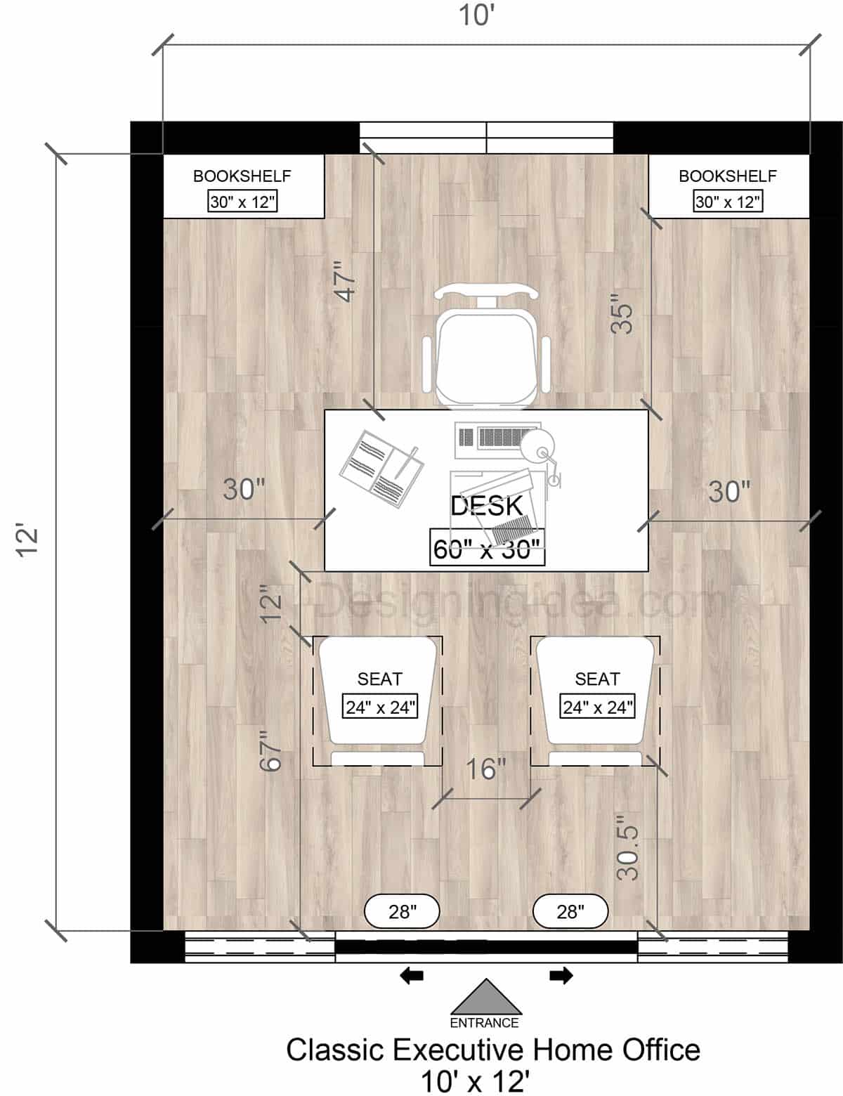 Classic Executive Home Office Layout