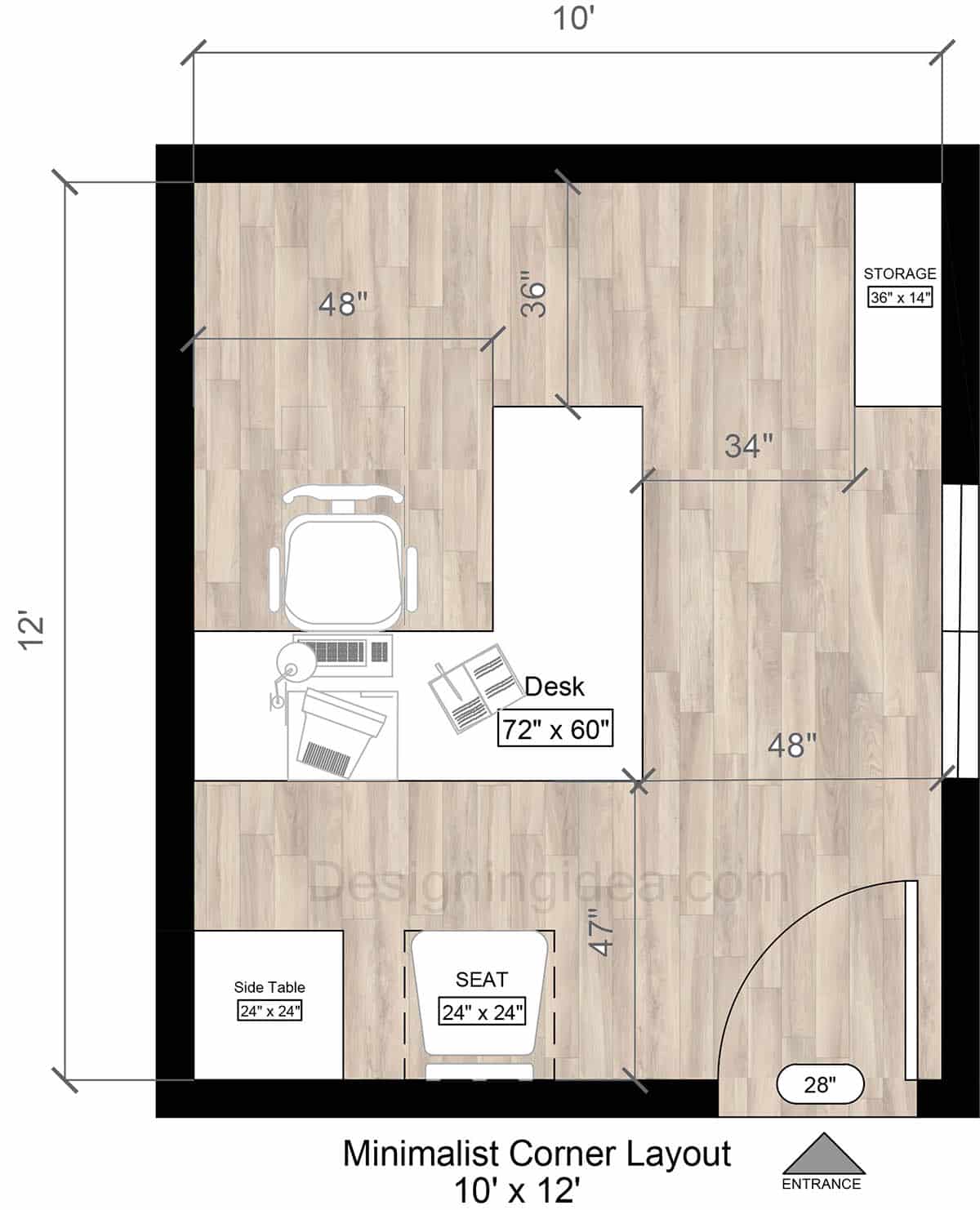 Minimalist Office With Corner Layout