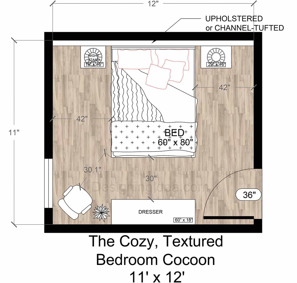 11x12 Cozy Bedroom Cocoon Layout