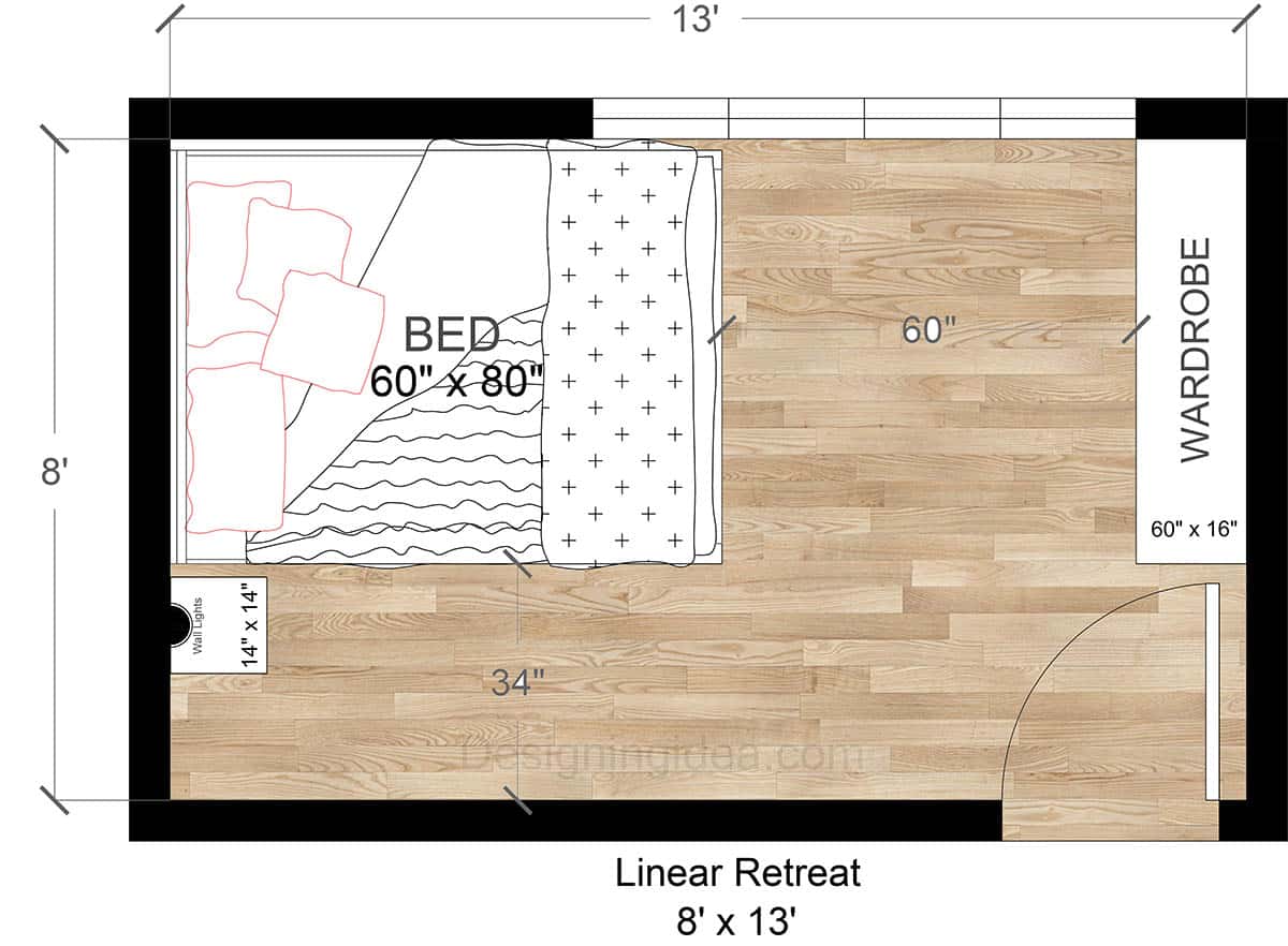 8x13 Linear Bedroom Retreat Floor Plan