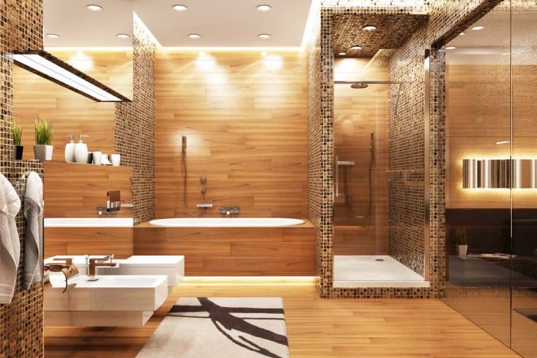 bathroom with lighting fixtures shower and tub