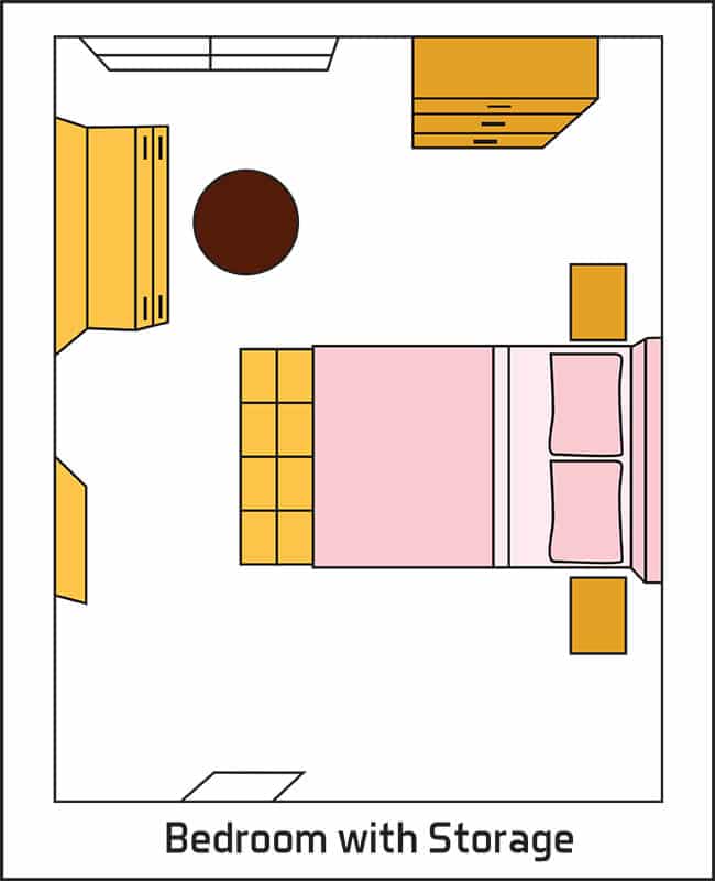 Bedroom with storage layout