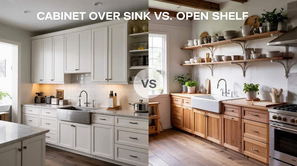 Cabinet over sink vs open shelf