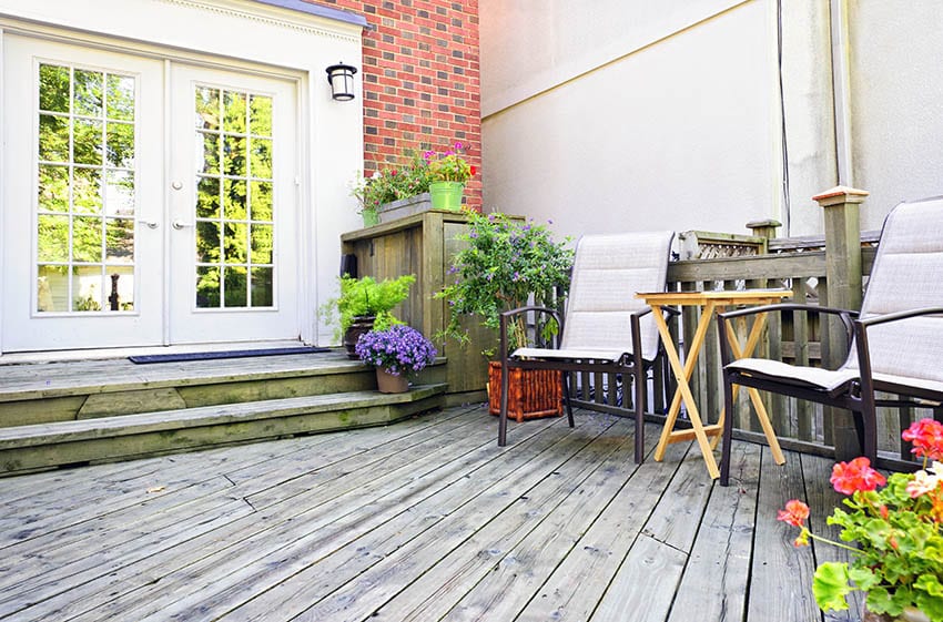 Exterior french doors to wood deck