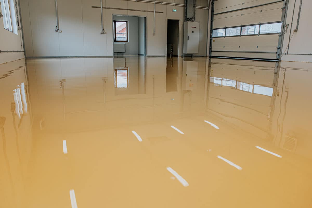 garage with epoxy flooring