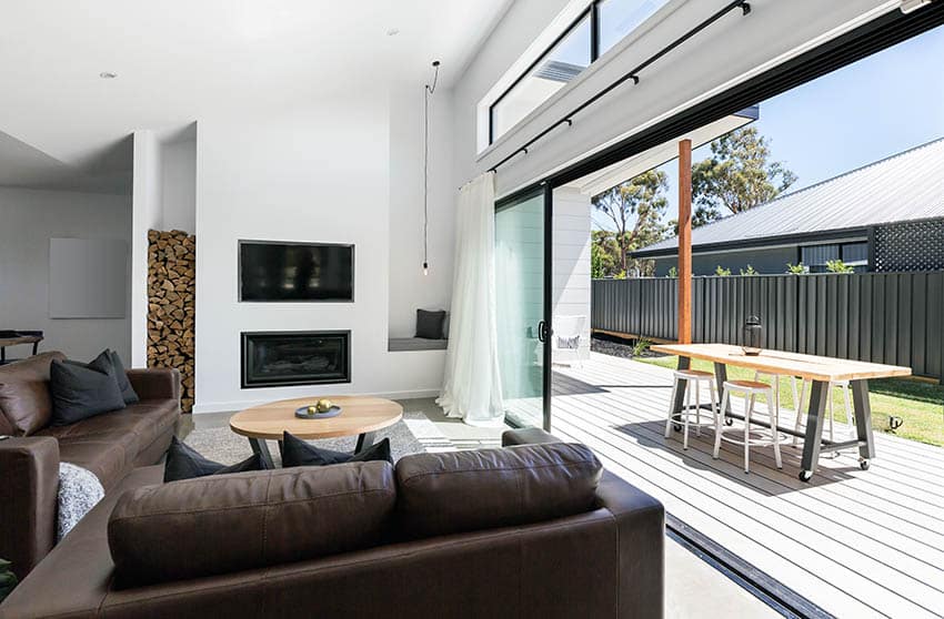 Living room with large sliding doors