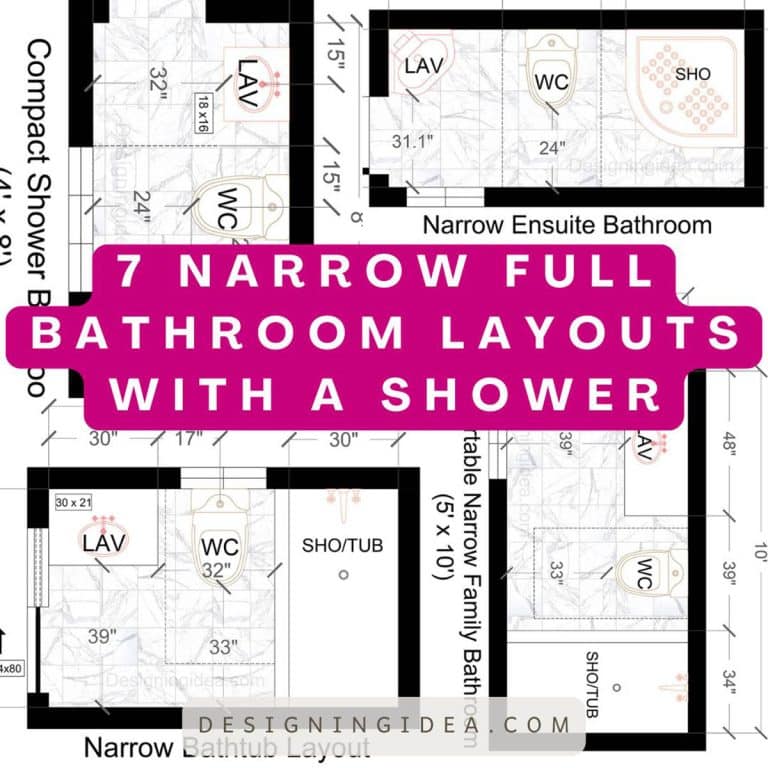 7 Narrow Full Bathroom Layouts With A Shower