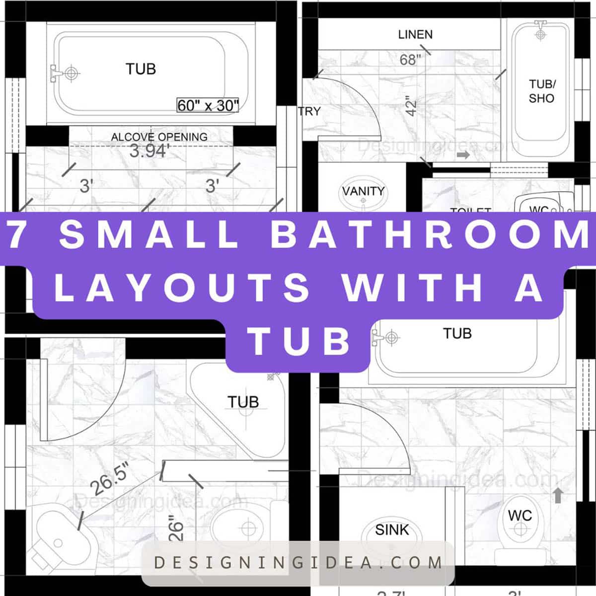 Small Bathroom Layouts with A Tub