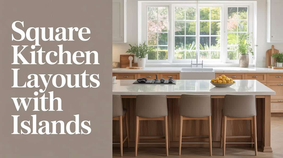 Square kitchen layouts with islands