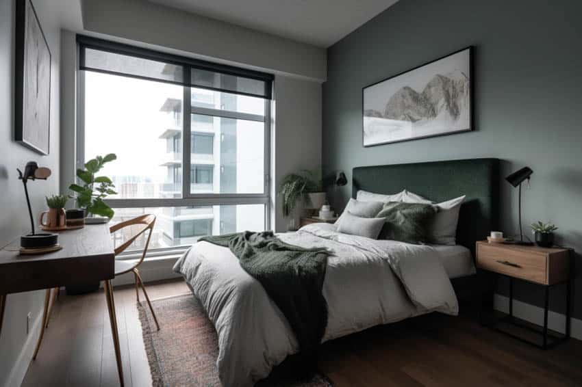 Urban bedroom with desk